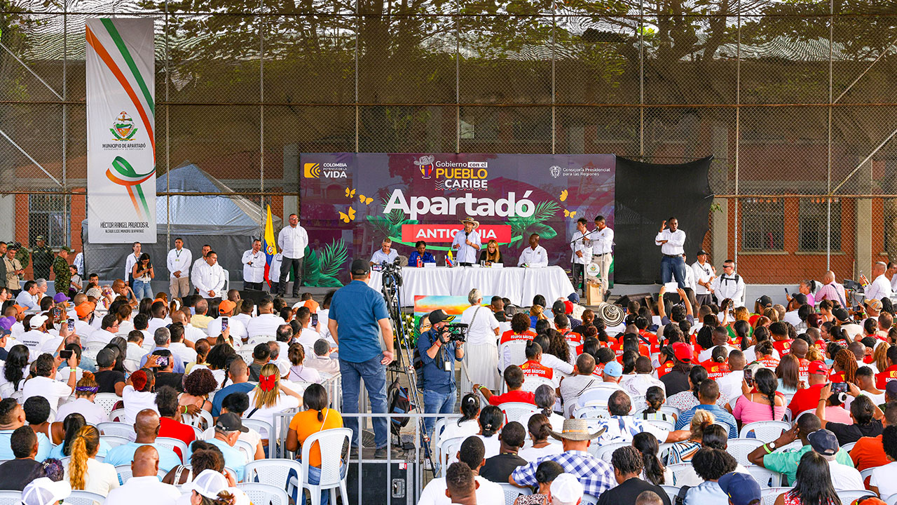 Presidente Gustavo Petro, durante el evento Acciones por la paz y la vida del Gobierno del Cambio llega a Apartadó
